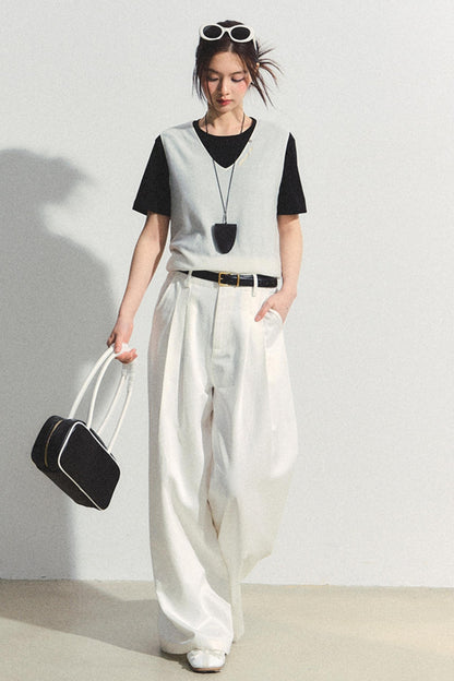 White Tencel Wide-Leg Trousers