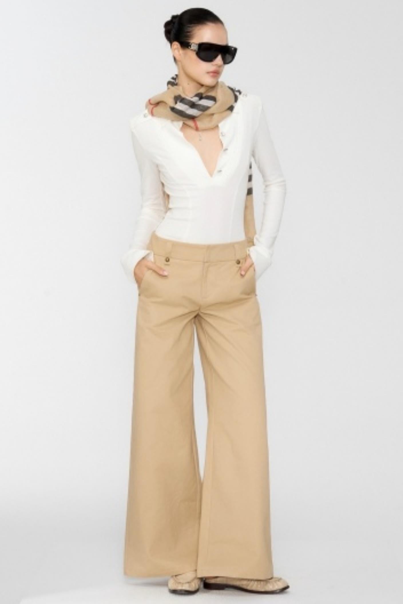 White Workwear Long Sleeve Top