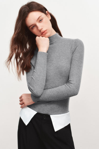 High Neck Knitted Sweater Top