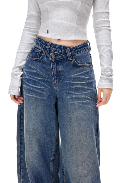 Vintage Distressed Whiskered Jeans