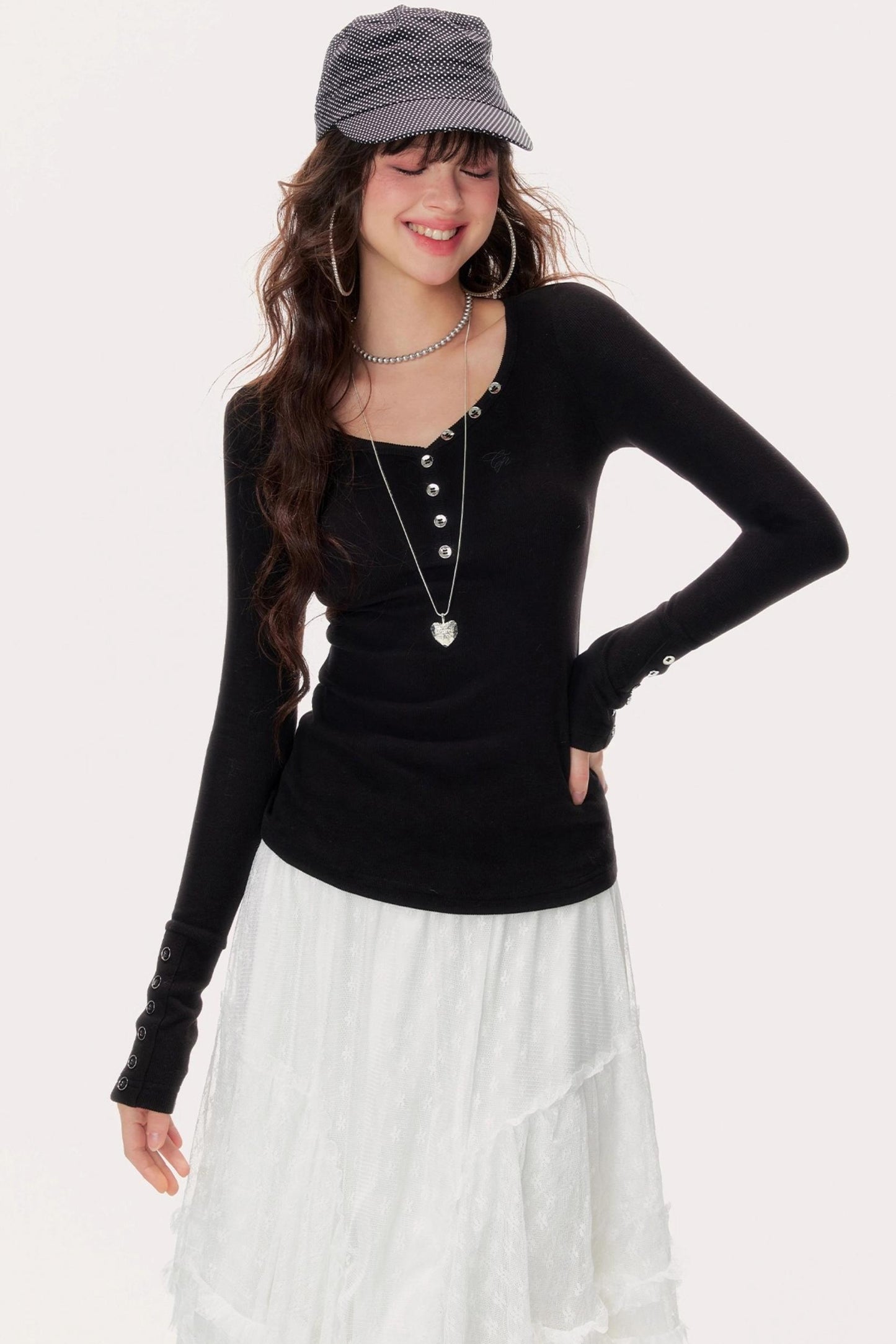 Black-White Knit Sweater