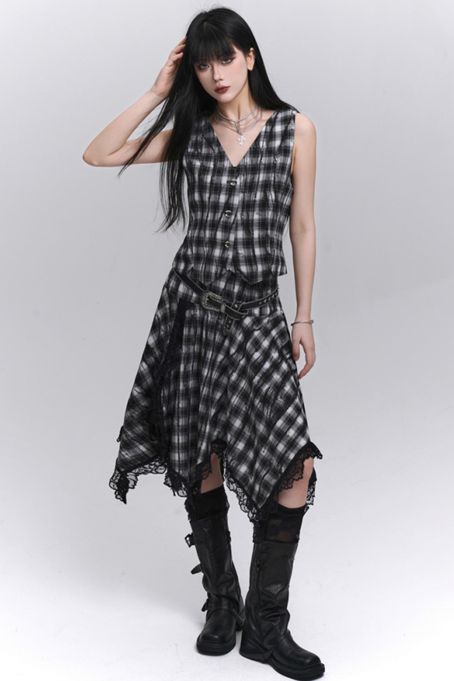 Summer Plaid Bustier Skirt Set-Up