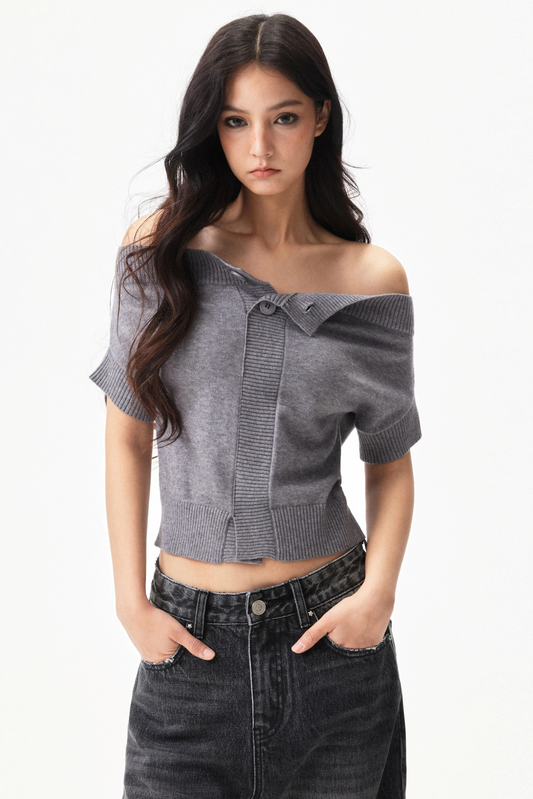 Off-Shoulder Wool-Blend Knit Top