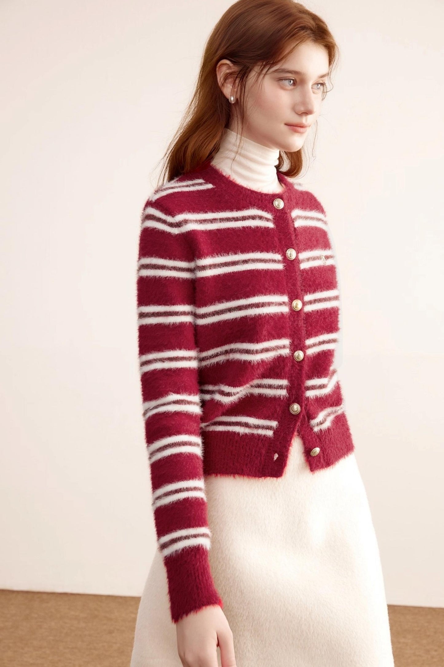 Christmas Red Striped Knitted Cardigan