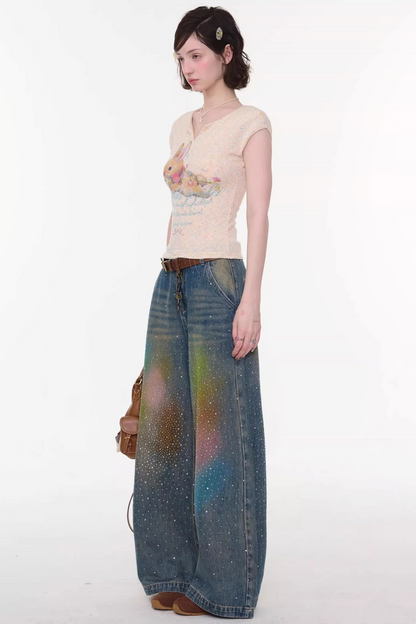 Apricot Rabbit Print Top