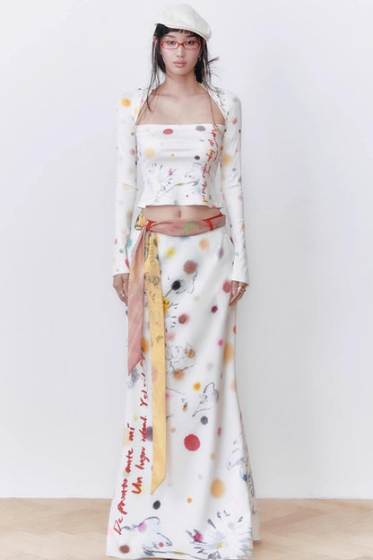 White Polka Dot A-line Skirt