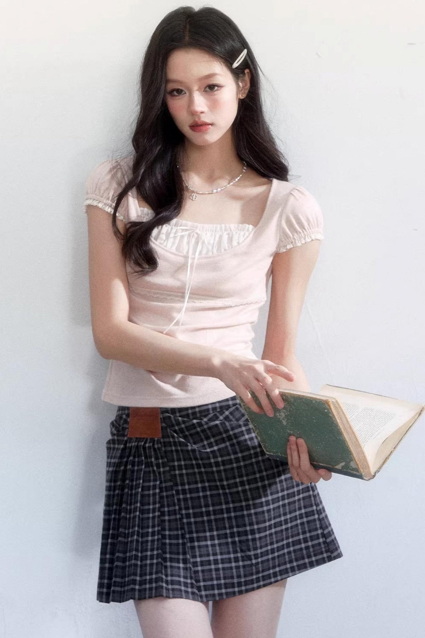 Sweet Retro Plaid Skirt Suit Set-Up