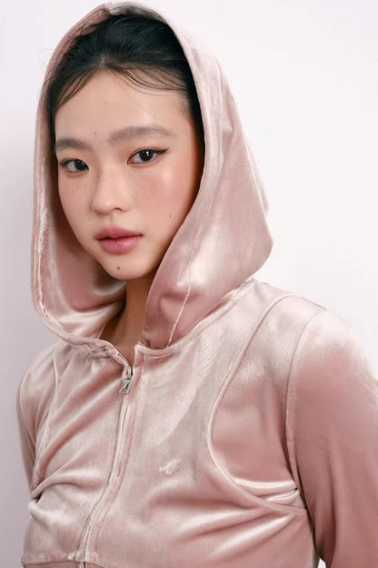 Velvet Embroidered Sweatshirt and Pants Set