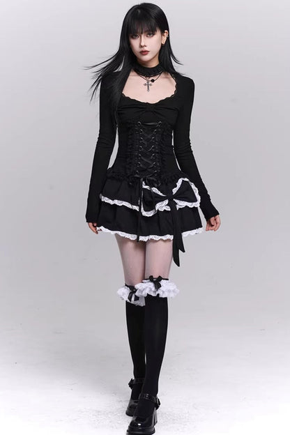 Black Puffy Cake Skirt