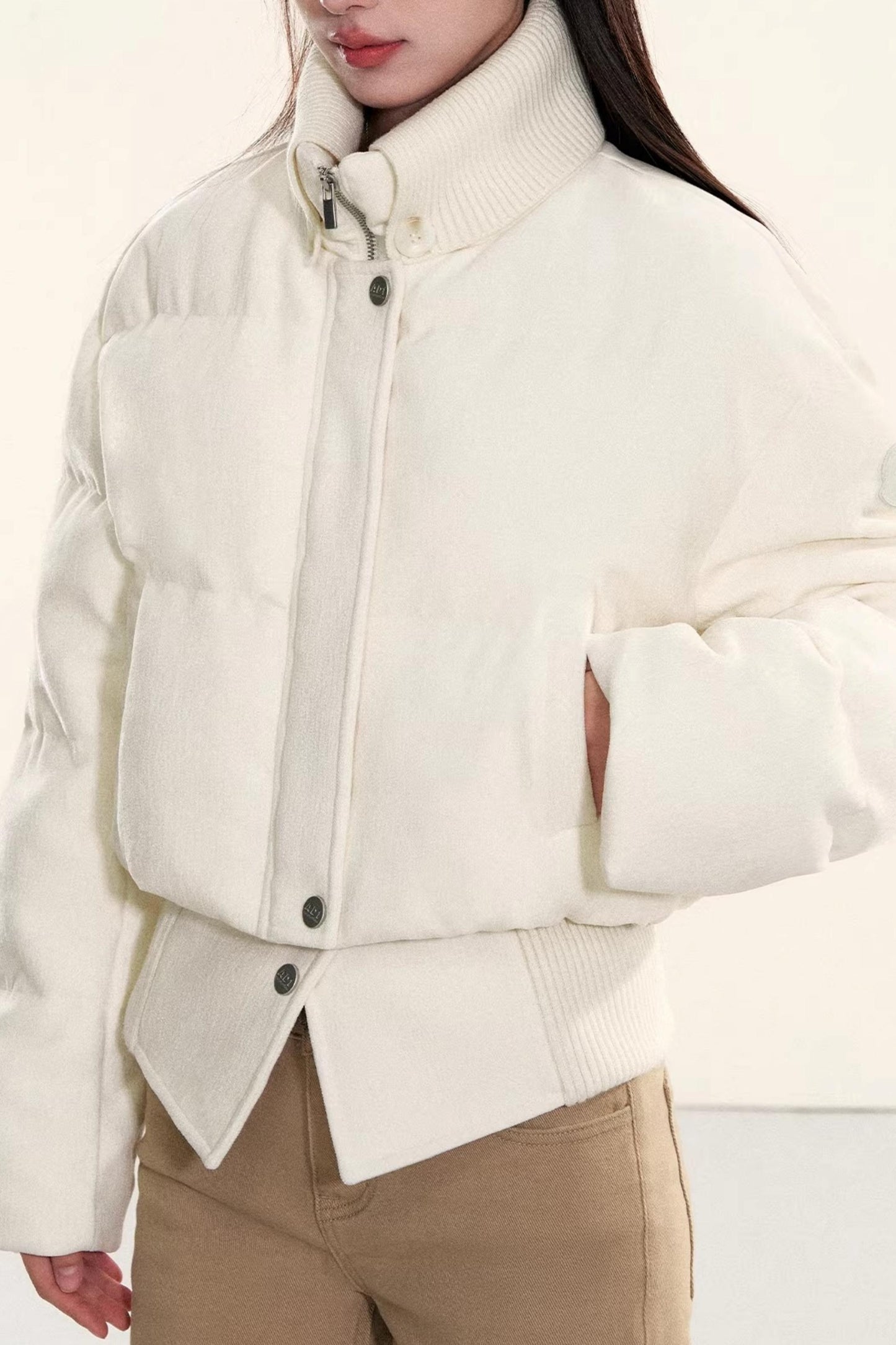 Velvet-Like Ruffle Trim Coat