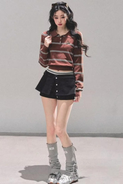 Polo Collar Knit Top