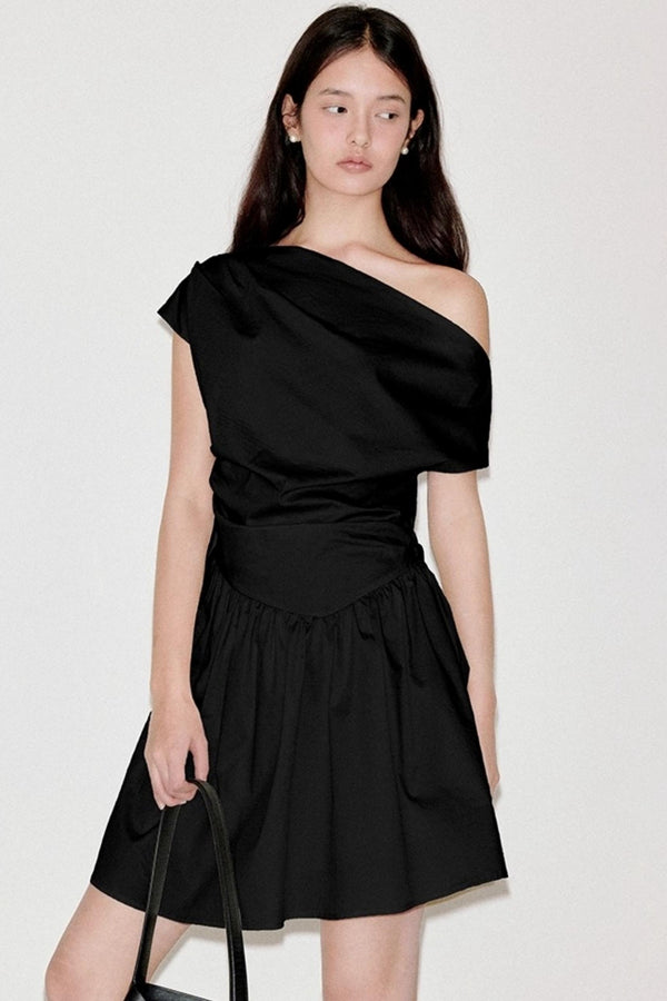 Shoulder Pleat Dress