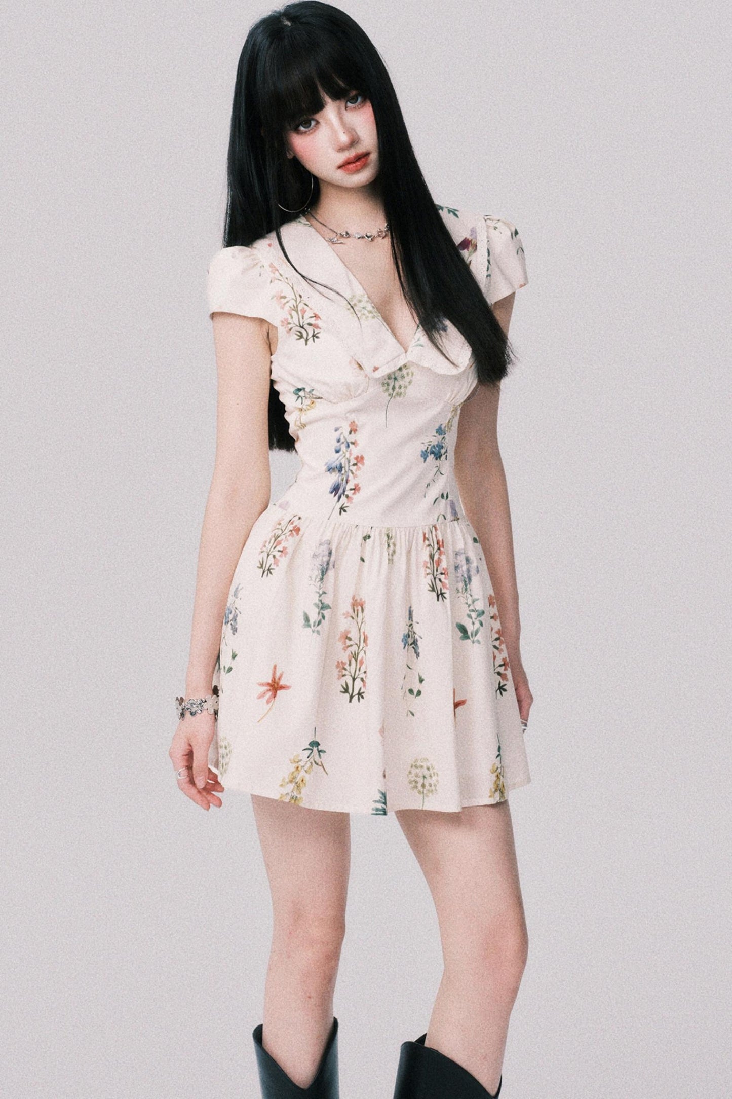 Floral Doll Neck Dress