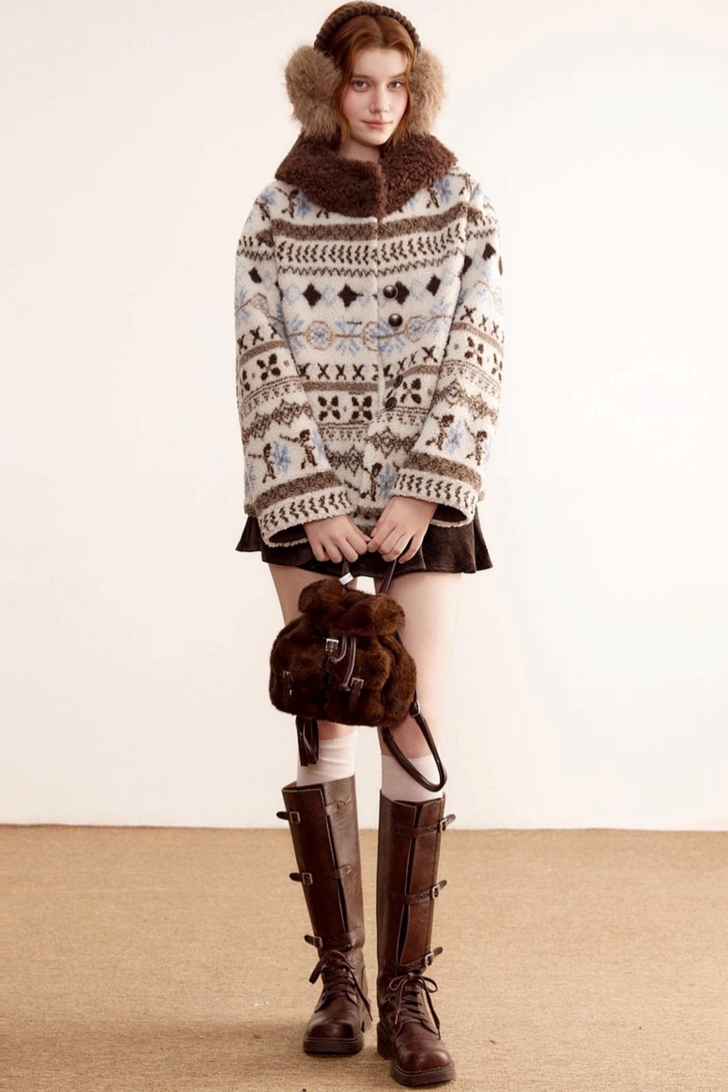 Fair Island Lamb Wool Hooded Coat