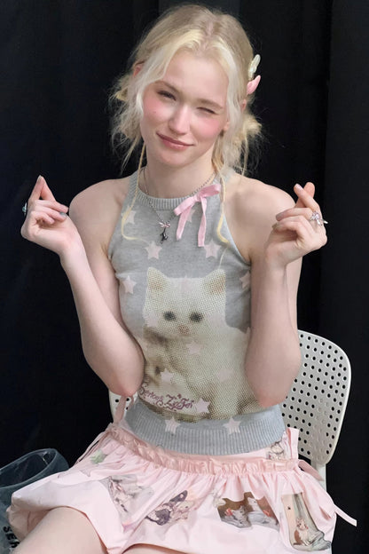 Cat and Rabbit Knitted Vest