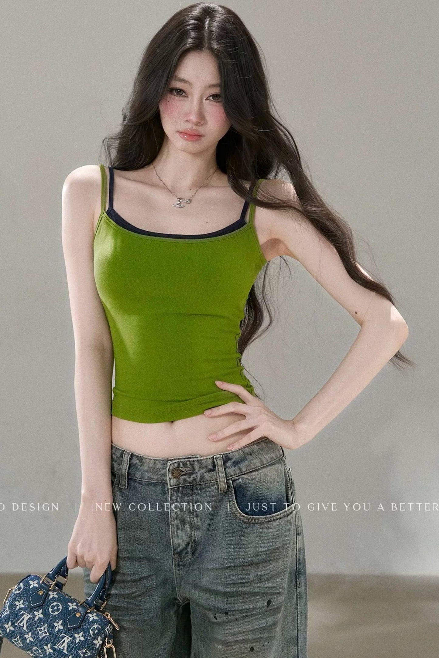 Contrasting Mesh Camisole Top