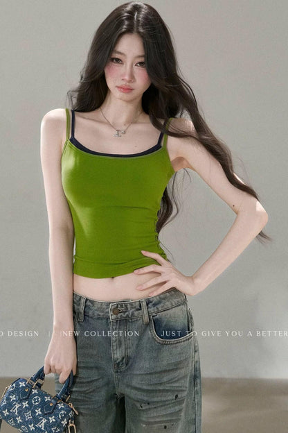 Contrasting Mesh Camisole Top
