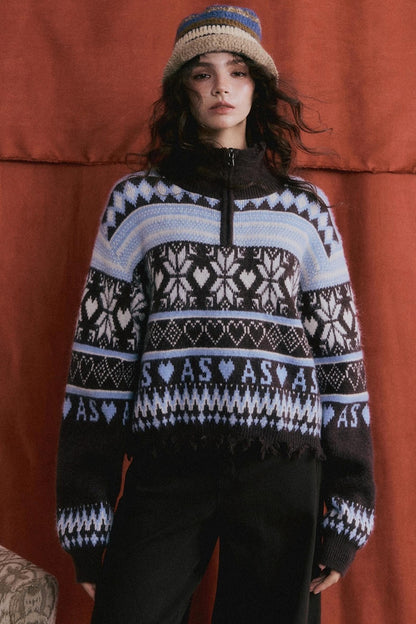 Fair Isle Knit Cardigan Set-Up