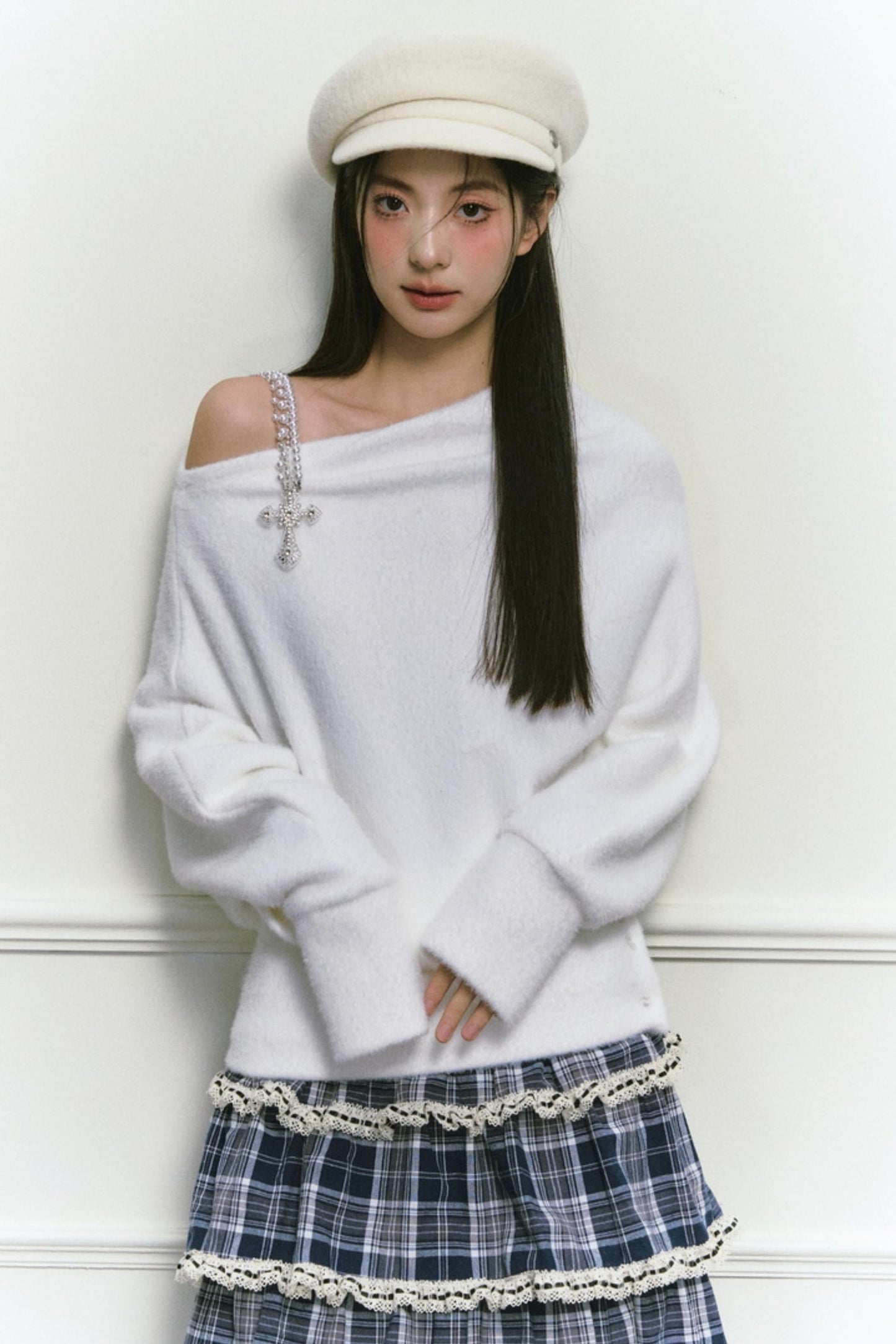 White Foaminck Slouch Sweater
