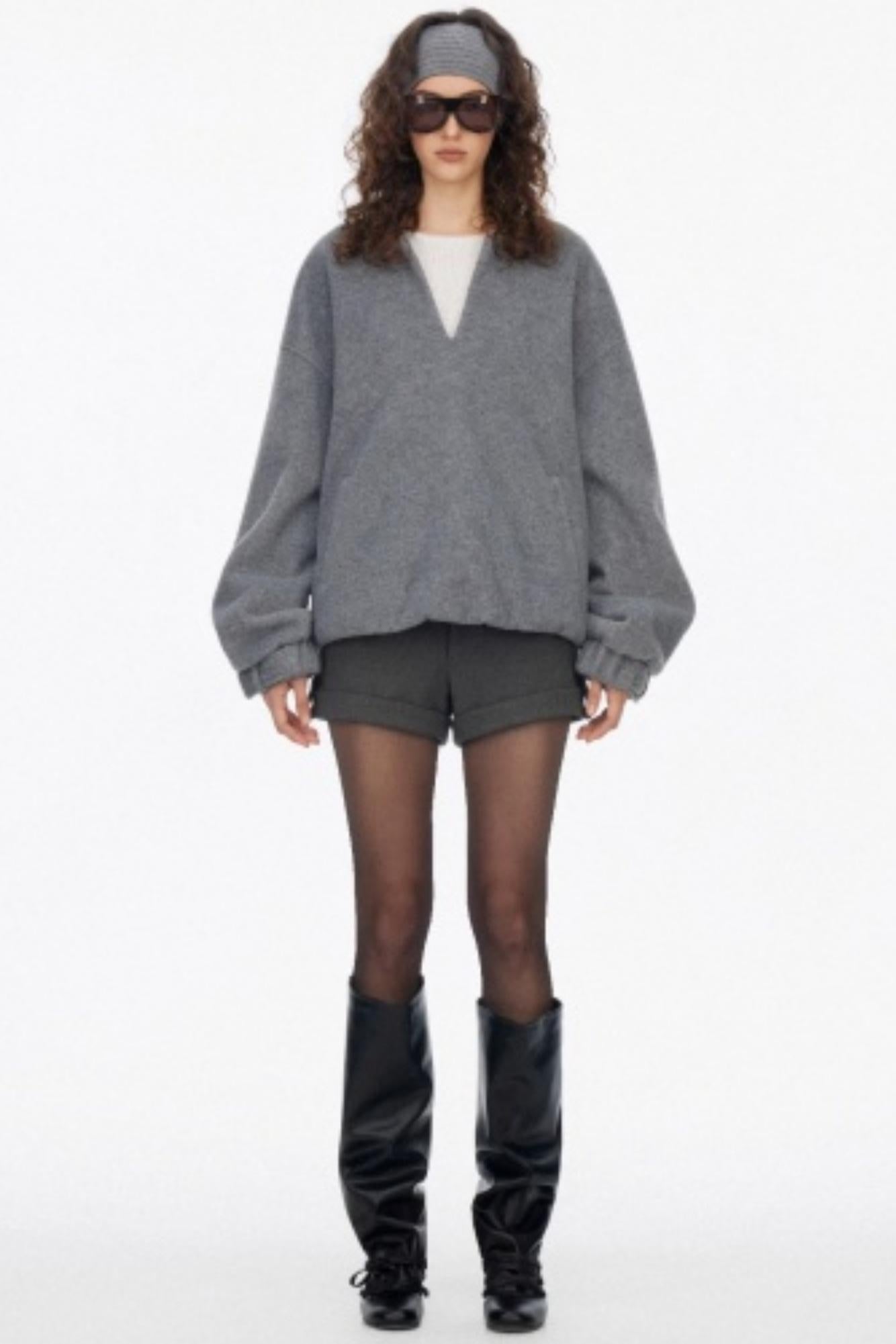Loose Wool V-Neck Knit Sweatshirt