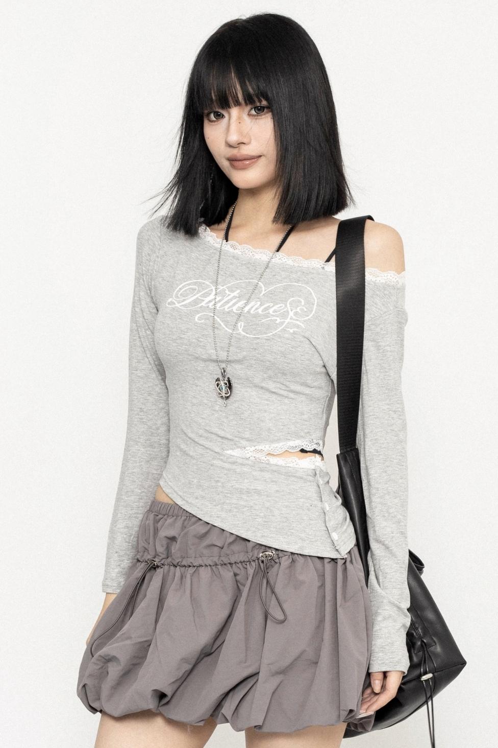 Lace Edge IRREGULAR T-SHIRT