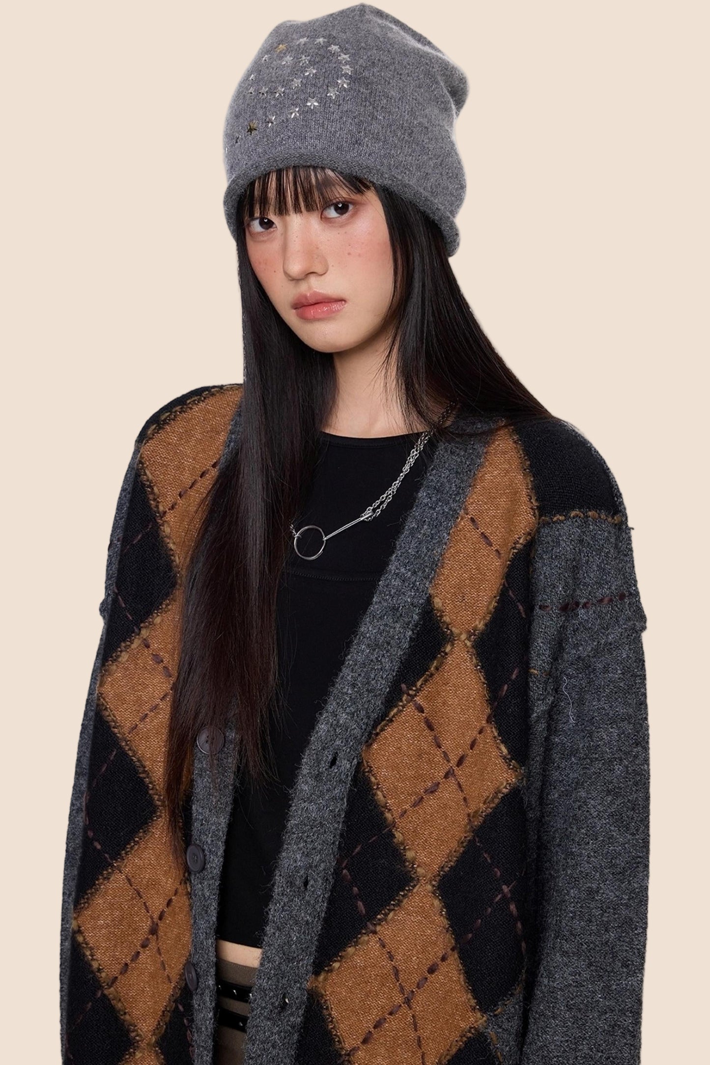 Diamond Tassel Knit Cardigan Sweater Jacket