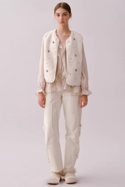 Reversible Floral Suede Vest