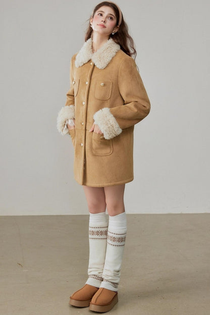 Fur Integrated Suede Winter Jacket