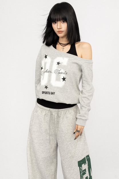 American Vintage Slanted Shoulder Loose Sweatshirt