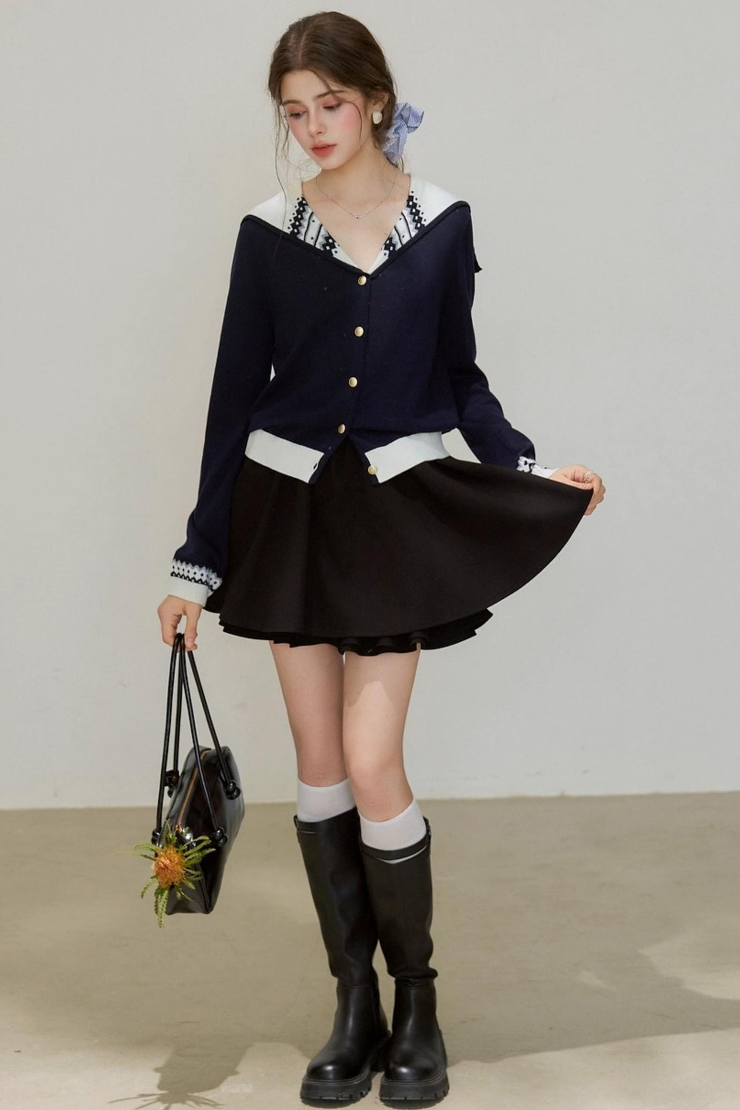 Navy Knitted Cardigan