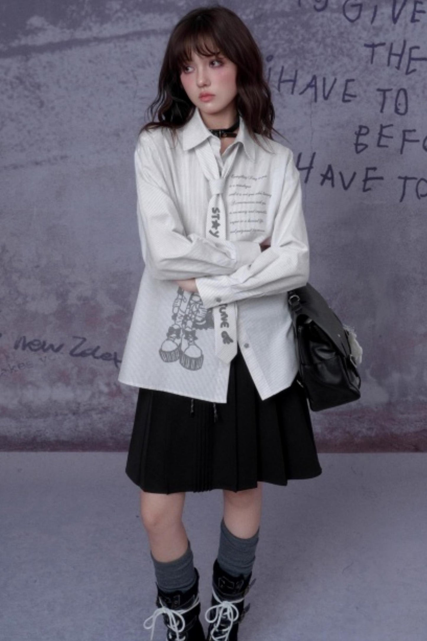 Striped Comic Print Shirt