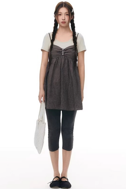 주름 크롭 스커트 셋업