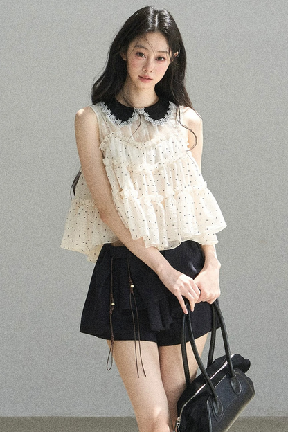 Verträumte Chiffonbluse mit Punktemuster