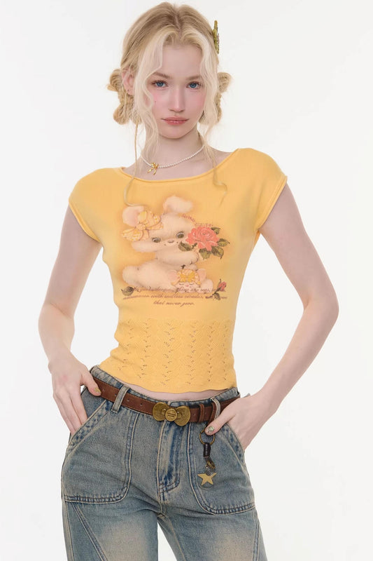 Sweet Rabbit Print T-Shirt