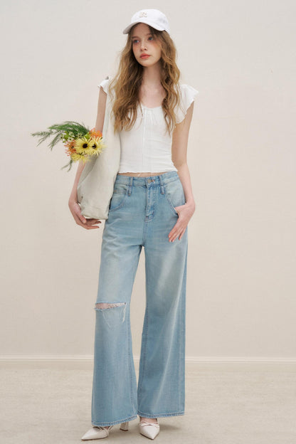 Lace V-Neck Tee Set-Up