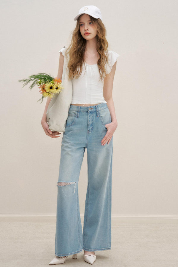 Lace V-Neck Tee Set-Up