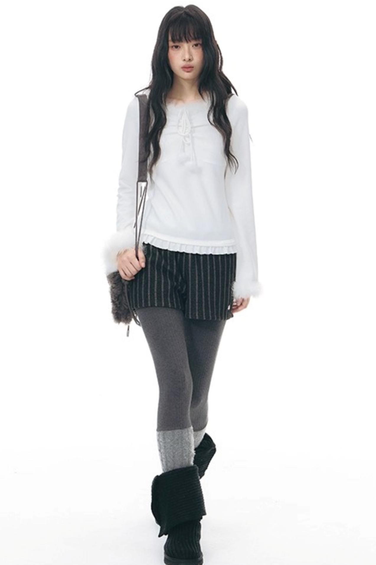 Patchwork Tweed Bootcut Shorts