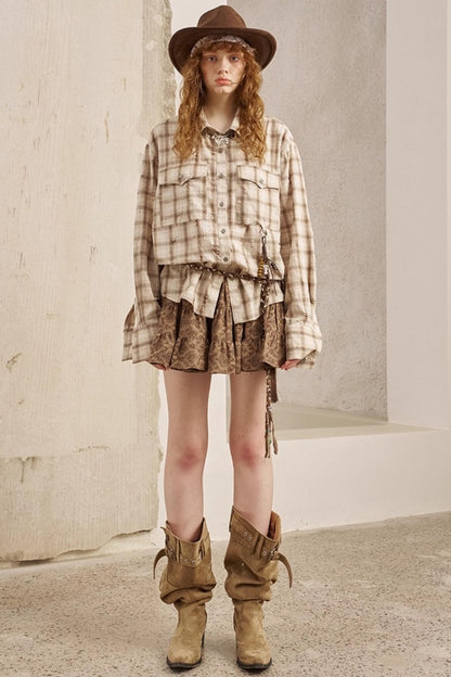 Vintage Distressed Plaid Shirt