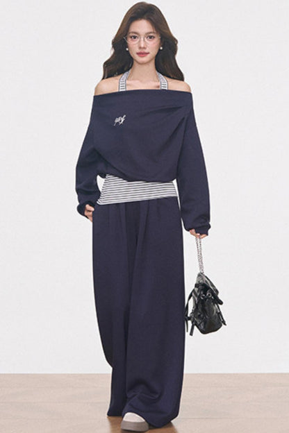 Gray Knitted Sporty Suit Set-Up