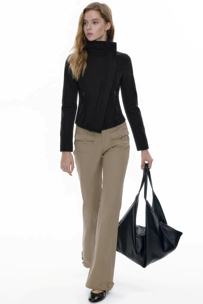 Asymmetrical Zipper Slim-Fit Top