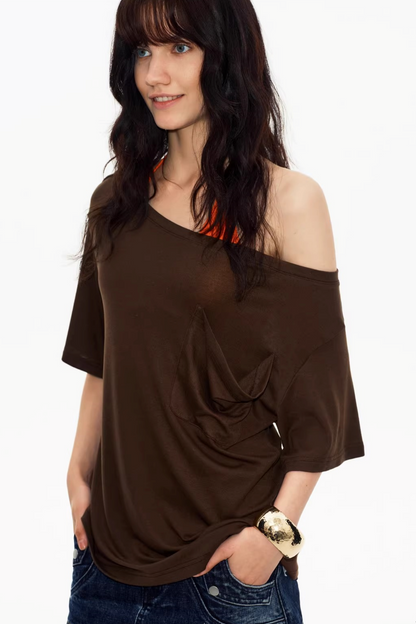 오프숄더 비대칭 탑