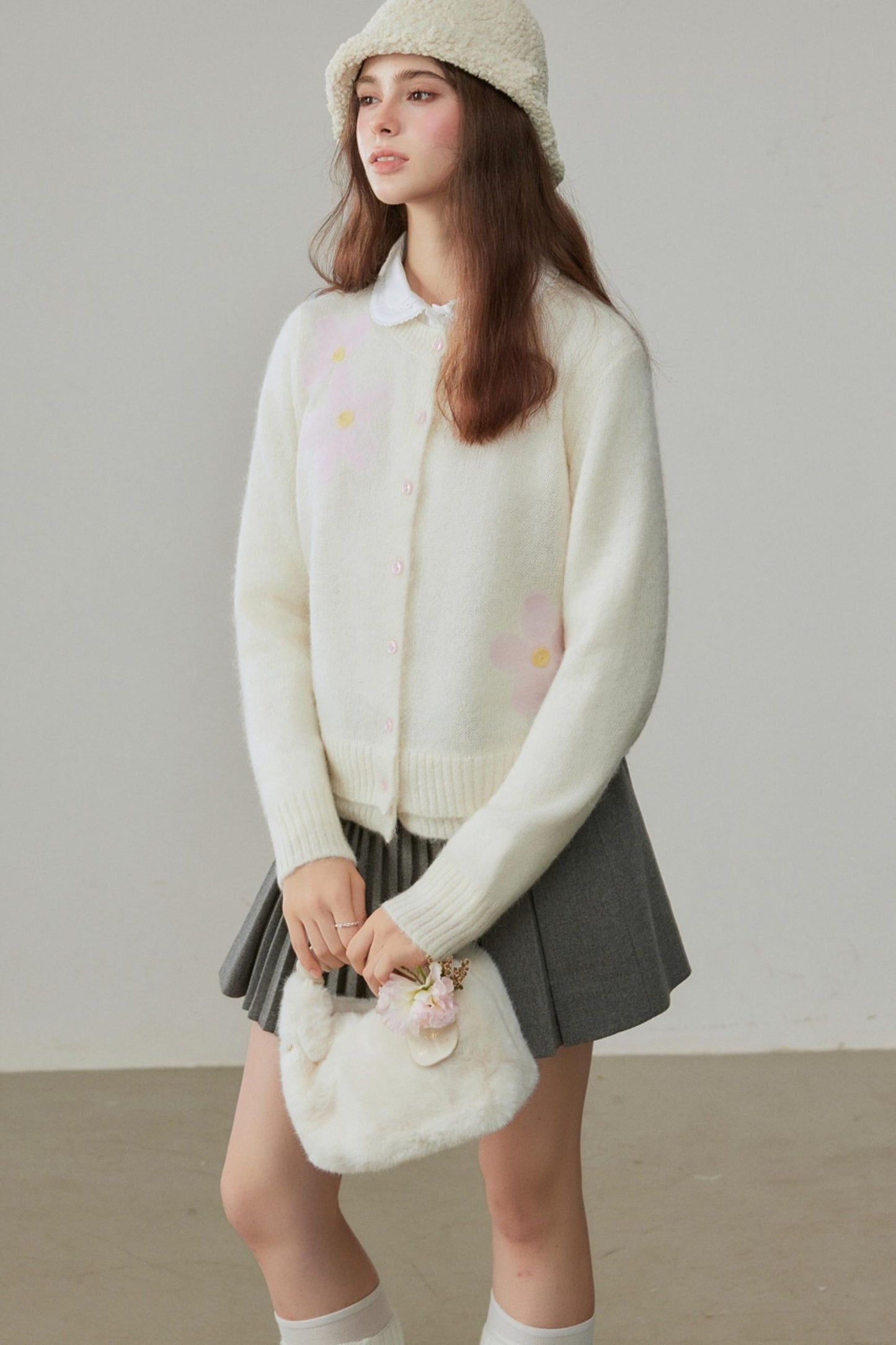 Winter Alpaca Crew Neck Sweater Cardigan