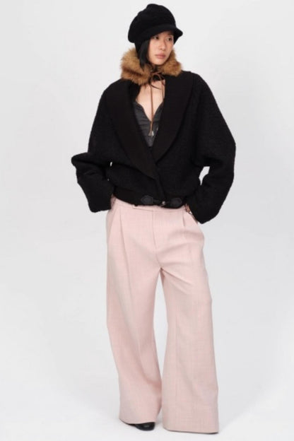 Pleated Low Rise Wide-Leg Pants