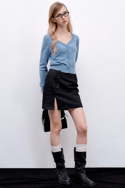 Gentle Polka Dot Ruffled Skirt