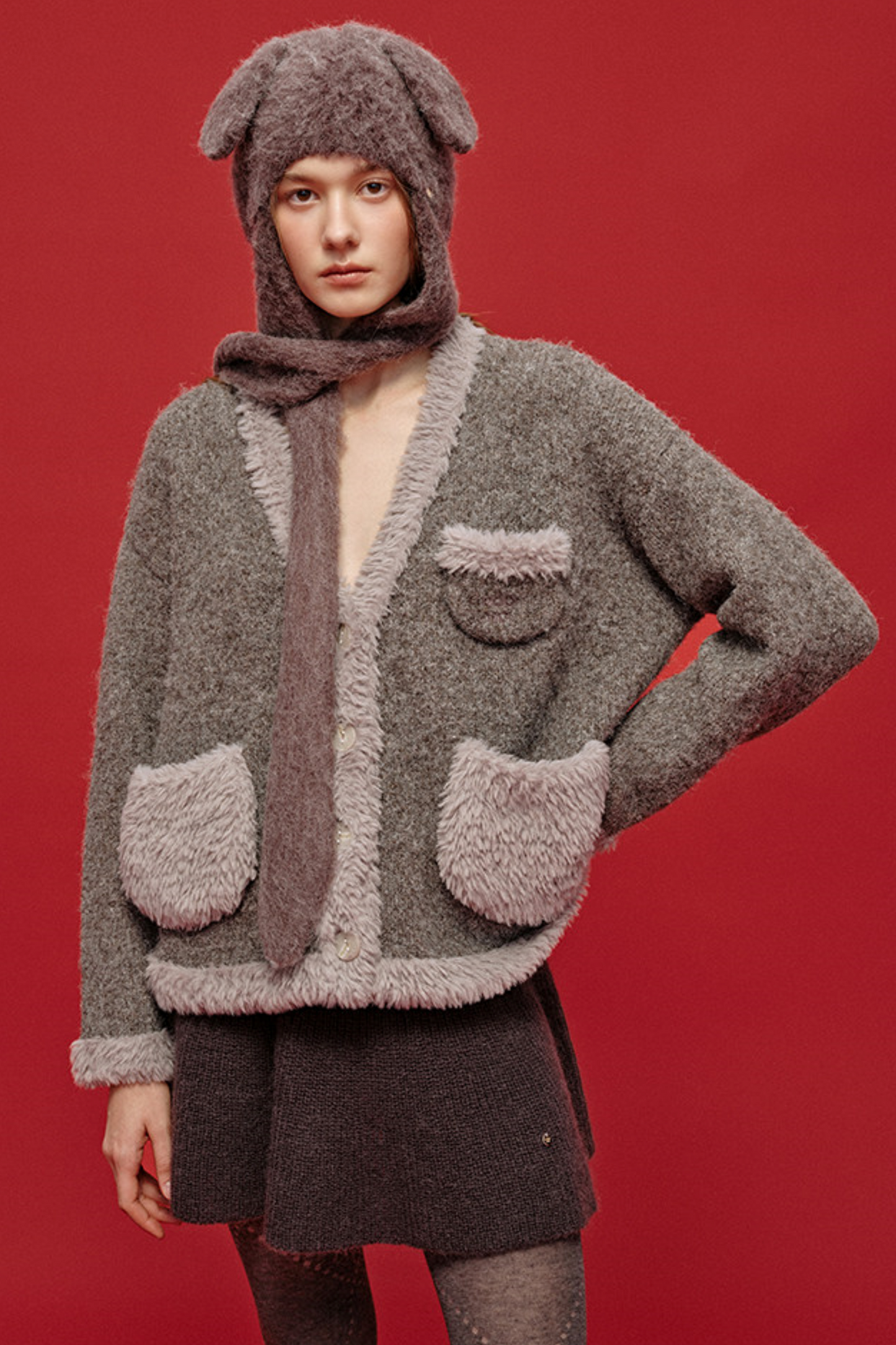 Two-Tone Wool Knit Hat