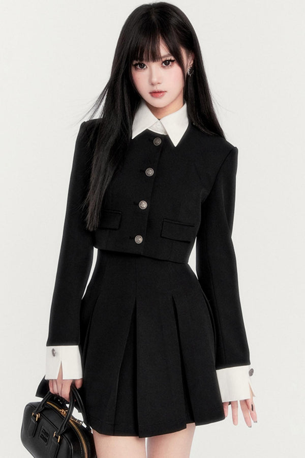 레트로 헤프번 스타일 슬림 드레스 세트업 