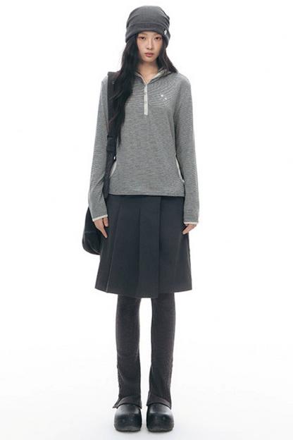 Striped Hooded Color-Block Top