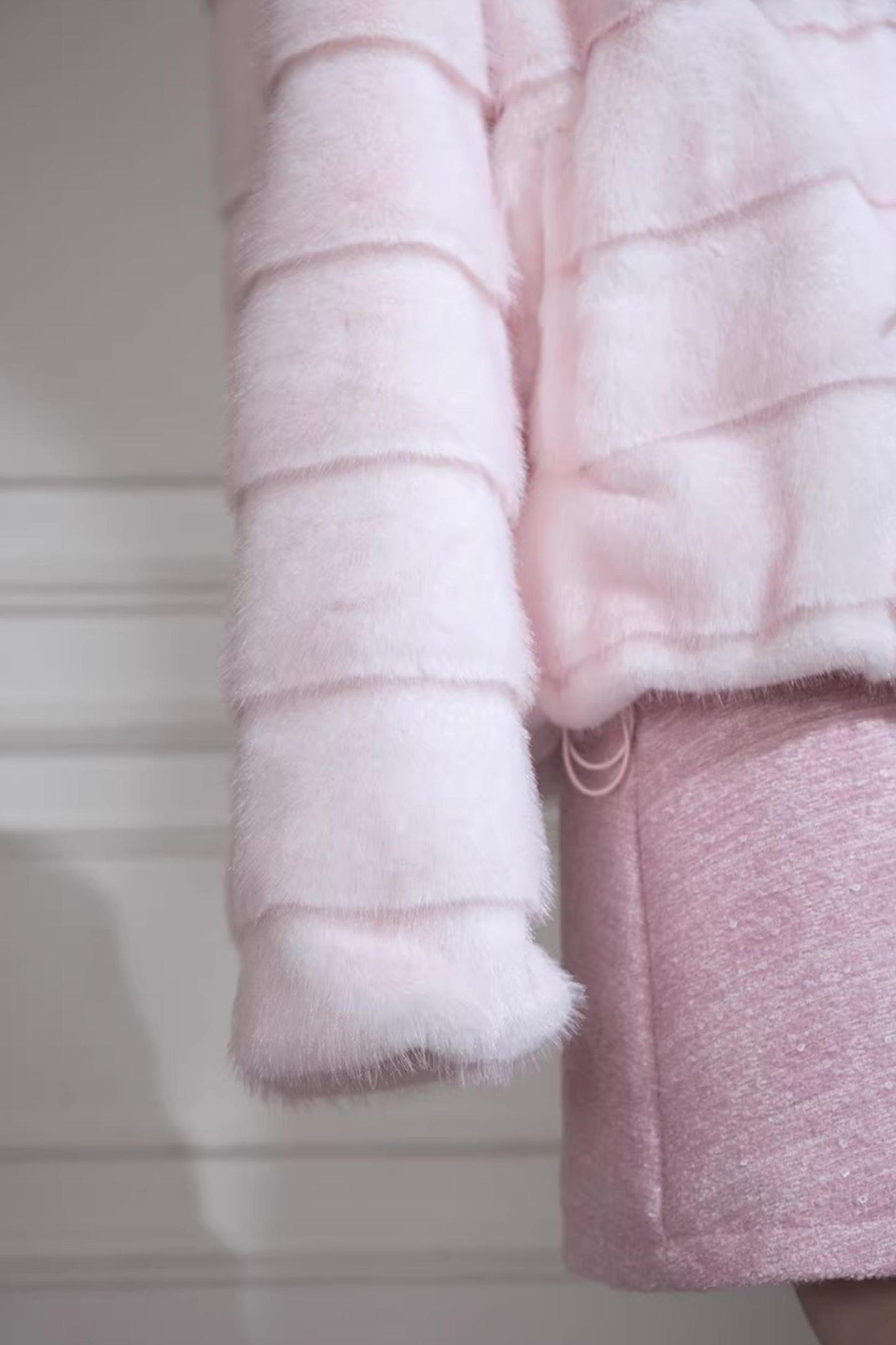Peach Mousse Fox Fur Jacket