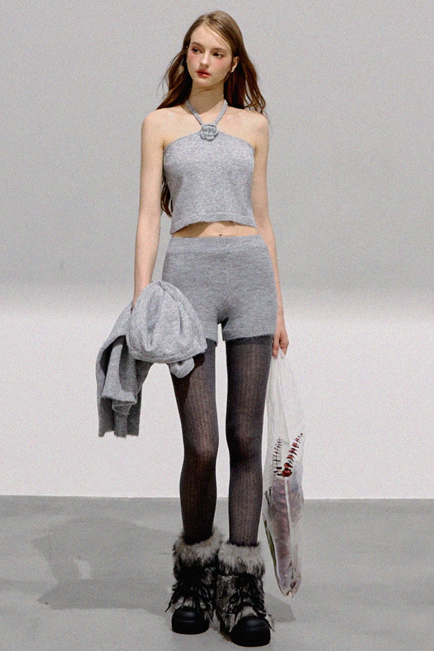 French Flower Halter Sweater Set-Up