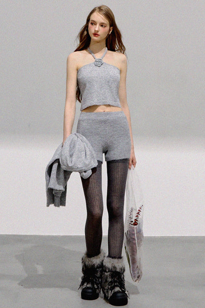 French Flower Halter Sweater Set-Up